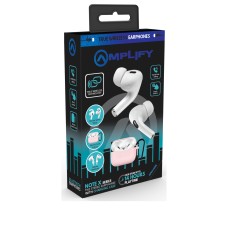Amplify Note X Series TWS Earphones + Charging Case - White Case + Pink Cover - AM-1123-WTPK